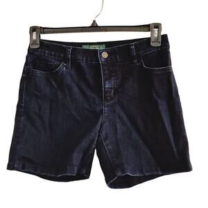 Lauren Ralph Lauren Women Size 4 Petite Dark Wash Denim Jean Shorts Stretch LRL